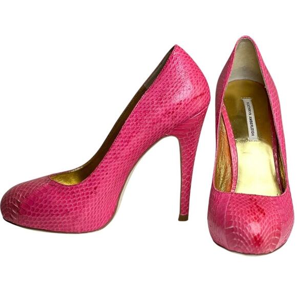 Kathryn Amberleigh Heel Sz 8 Pink Snakeskin Leather Platform Stiletto Barbiecore - Picture 8 of 16